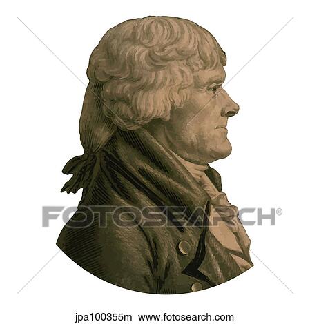 Stock Illustration - Digitally restored portrait of Thomas Jefferson.. Fotosearch