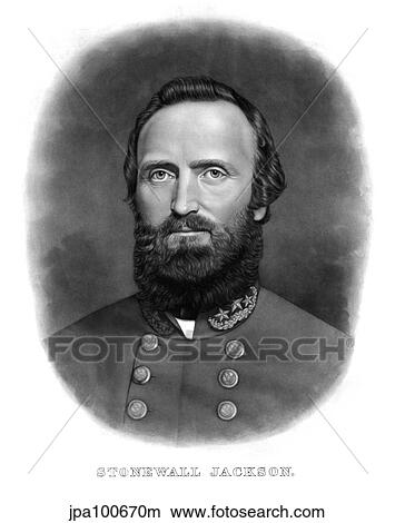 Stock Illustration - Digitally restored portrait of Thomas Stonewall Jackson.. Fotosearch