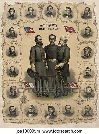 Stock Illustration - Digitally restored print of the Confederate Commanders of The American Civil War.. Fotosearch