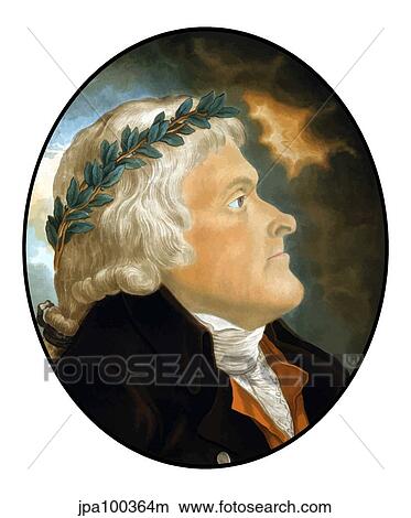 Stock Illustration - Digitally restored vector artwork of Thomas Jefferson.. Fotosearch
