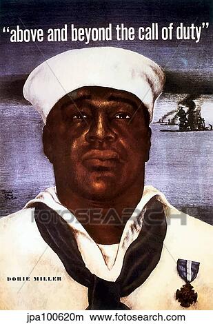 Stock Illustration - Digitally restored vector image of Doris Dorie Miller, a cook in the U. S. Navy.. Fotosearch