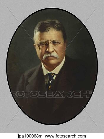 Stock Illustration - Digitally restored vector painting of President Theodore Roosevelt.. Fotosearch