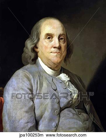 Stock Illustration - Digitally restored vector painting of Benjamin Franklin.. Fotosearch