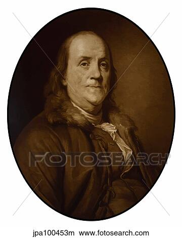 Stock Illustration - Digitally restored vector painting of Benjamin Franklin.. Fotosearch