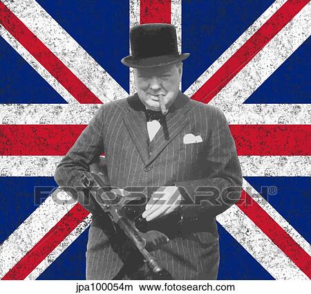 Stock Illustration - Digitally restored vector photo of Sir WInston Churchill.. Fotosearch