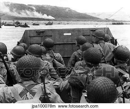 Digitally restored vector photo of American troops in a landing craft. View Large Illustration Stock Illustration - Digitally restored vector photo of American troops in a landing craft.. Fotosearch