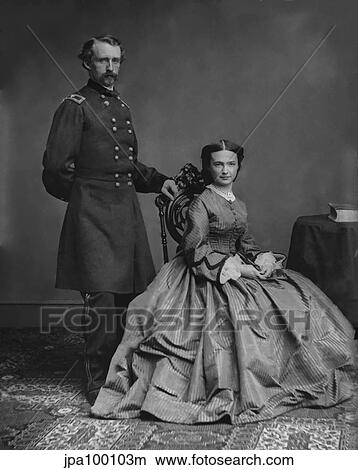 Stock Illustration - Digitally restored vector photo of General George Armstrong Custer and his wife.. Fotosearch
