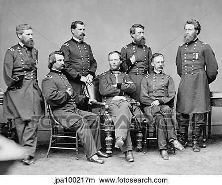 Digitally restored vector photo of General Sherman and his staff. View Large Illustration Stock Illustration - Digitally restored vector photo of General Sherman and his staff.. Fotosearch