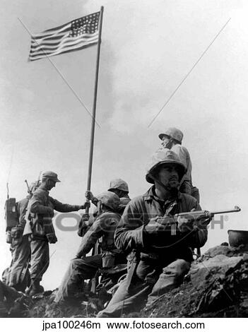 Digitally restored vector photograph of the 1st American flag raising. View Large Photo Image Picture - Digitally restored vector photograph of the 1st American flag raising.. Fotosearch