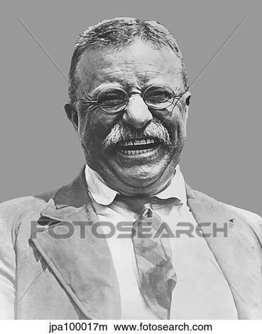 Digitally restored vector portrait of Theodore Roosevelt smiling. View Large Illustration Stock Illustration - Digitally restored vector portrait of Theodore Roosevelt smiling.. Fotosearch