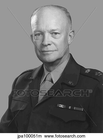 Digitally restored vector portrait of Dwight D. Eisenhower. View Large Illustration Stock Illustration - Digitally restored vector portrait of Dwight D. Eisenhower.. Fotosearch