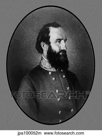Stock Illustration - Digitally restored vector portrait of General Stonewall Jackson.. Fotosearch
