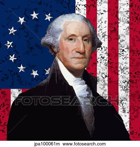 Stock Illustration - Digitally restored vector portrait of George Washington.. Fotosearch