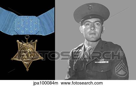 Digitally restored vector portrait of Sergeant John Basilone and the Medal of Honor. View Large Illustration Stock Illustration - Digitally restored vector portrait of Sergeant John Basilone and the Medal of Honor.. Fotosearch