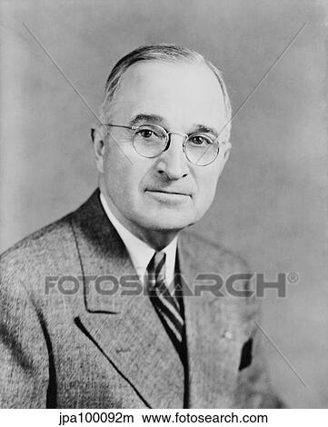 Stock Illustration - Digitally restored vector portrait of Harry S. Truman.. Fotosearch