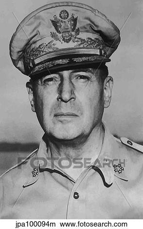 Stock Illustration - Digitally restored vector portrait of General Douglas MacArthur.. Fotosearch
