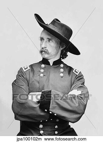 Digitally restored vector portrait of General George Armstrong Custer. View Large Illustration Stock Illustration - Digitally restored vector portrait of General George Armstrong Custer.. Fotosearch