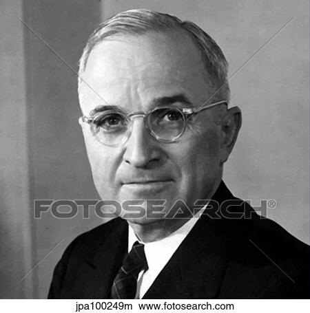 Stock Illustration - Digitally restored vector portrait of Harry S. Truman.. Fotosearch