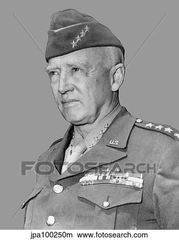 Stock Illustration - Digitally restored vector portrait of General George Smith Patton. . Fotosearch