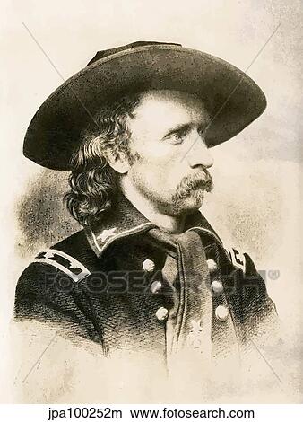 Stock Illustration - Digitally restored vector portrait of General George Armstrong Custer.. Fotosearch