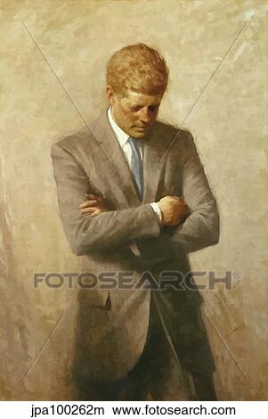 Stock Illustration - Digitally restored vector portrait of John F. Kennedy.. Fotosearch