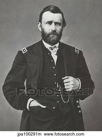Stock Illustration - Digitally restored vector portrait of General Ulysses S. Grant.. Fotosearch