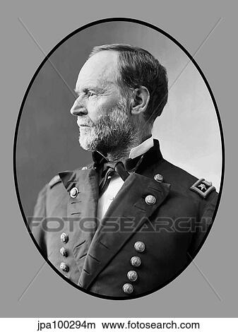 Stock Illustration - Digitally restored vector portrait of Union Civil War General William Tecumseh Sherman.. Fotosearch