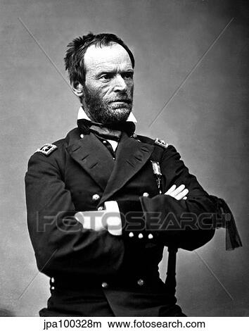 Stock Illustration - Digitally restored vector portrait of General Sherman. Fotosearch