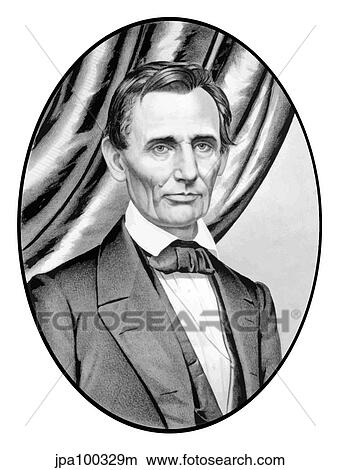 Stock Illustration - Digitally restored vector portrait of Abe Lincoln.. Fotosearch