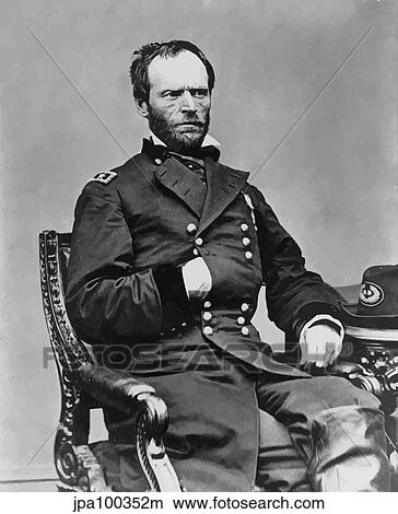 Stock Illustration - Digitally restored vector portrait of General Sherman.. Fotosearch