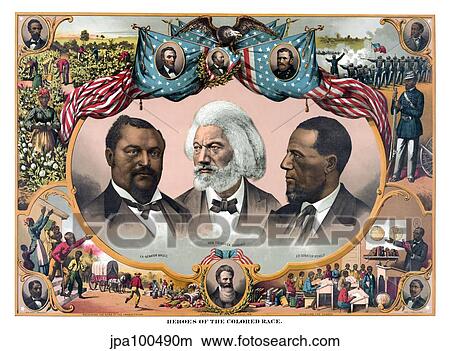 Stock Illustration - Digitally restored vintage American History print of Heroes of the Colored Race.. Fotosearch