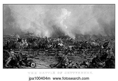 Stock Illustration - Digitally restored vintage Civil War print of the Battle of Gettysburg.. Fotosearch