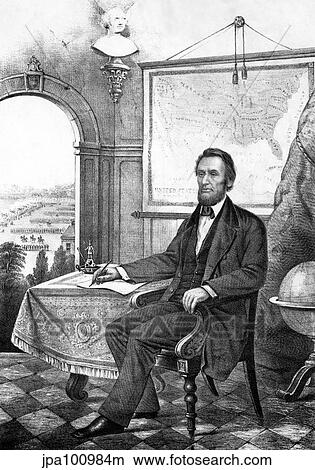 Stock Illustration - Digitally restored vintage Civil War print of President Abraham Lincoln.. Fotosearch