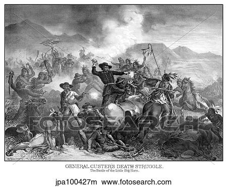 Digitally restored vintage military print featuring The Battle of Little Bighorn. View Large Illustration Stock Illustration - Digitally restored vintage military print featuring The Battle of Little Bighorn.. Fotosearch