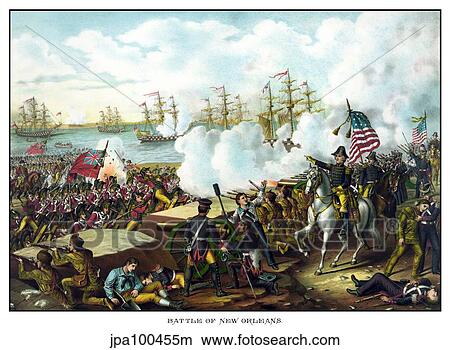 Stock Illustration - Digitally restored War of 1812 print at the Battle of New Orleans.. Fotosearch