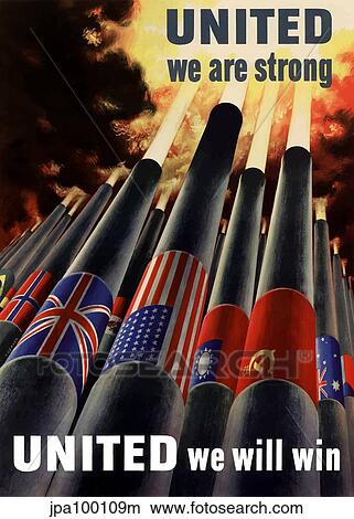 Stock Illustration - Digitally restored war propaganda poster.. Fotosearch