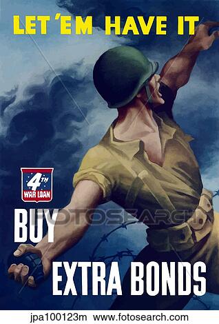 Stock Illustration - Digitally restored war propaganda poster.. Fotosearch