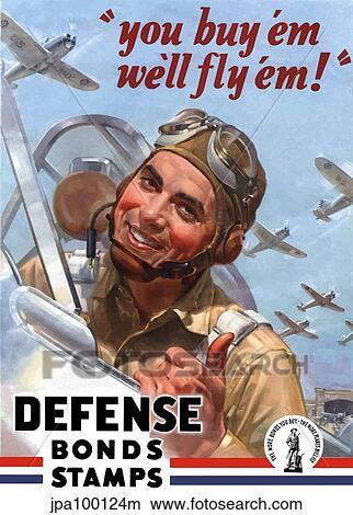 Stock Illustration - Digitally restored war propaganda poster.. Fotosearch