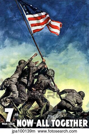 Stock Illustration - Digitally restored war propaganda poster.. Fotosearch