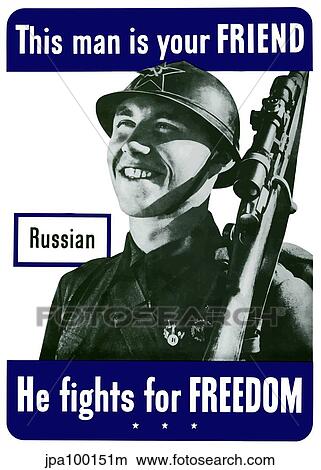 Stock Illustration - Digitally restored war propaganda poster.. Fotosearch