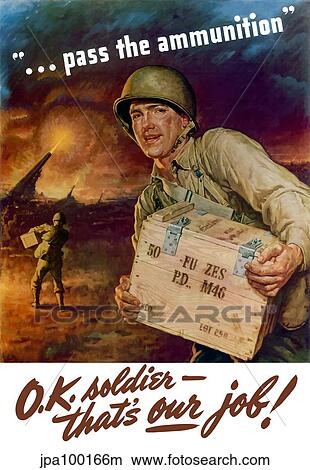 Stock Illustration - Digitally restored war propaganda poster.. Fotosearch