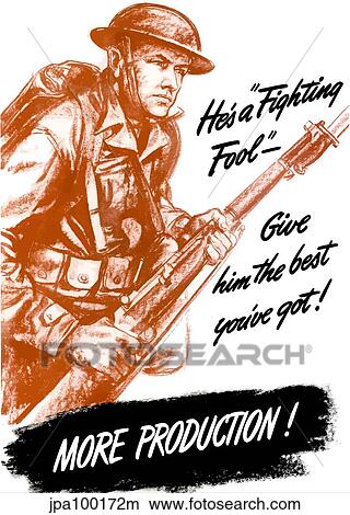 Digitally restored war propaganda poster. View Large Illustration Stock Illustration - Digitally restored war propaganda poster.. Fotosearch
