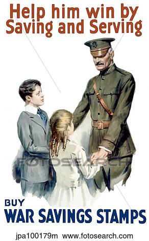 Stock Illustration - Digitally restored war propaganda poster.. Fotosearch