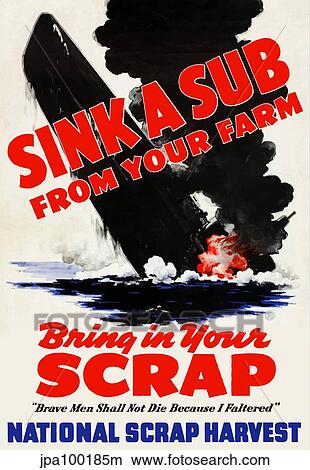 Stock Illustration - Digitally restored war propaganda poster.. Fotosearch