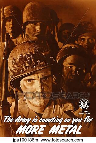 Stock Illustration - Digitally restored war propaganda poster.. Fotosearch