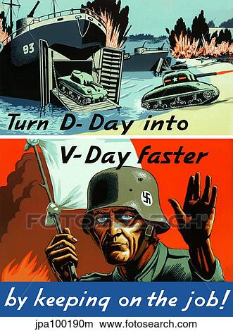 Stock Illustration - Digitally restored war propaganda poster.. Fotosearch