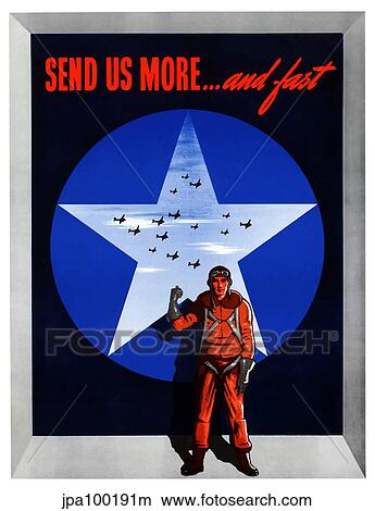 Stock Illustration - Digitally restored war propaganda poster.. Fotosearch