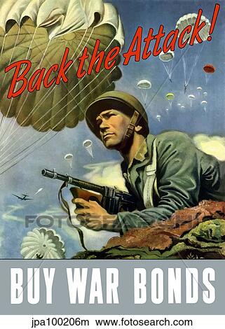 Stock Illustration - Digitally restored war propaganda poster.. Fotosearch