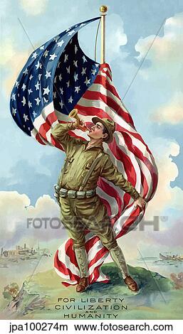 Stock Illustration - Digitally restored war propaganda poster.. Fotosearch