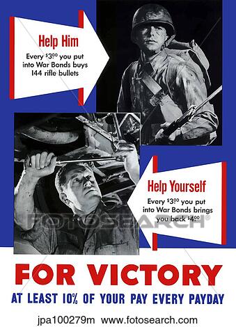 Stock Illustration - Digitally restored war propaganda poster.. Fotosearch